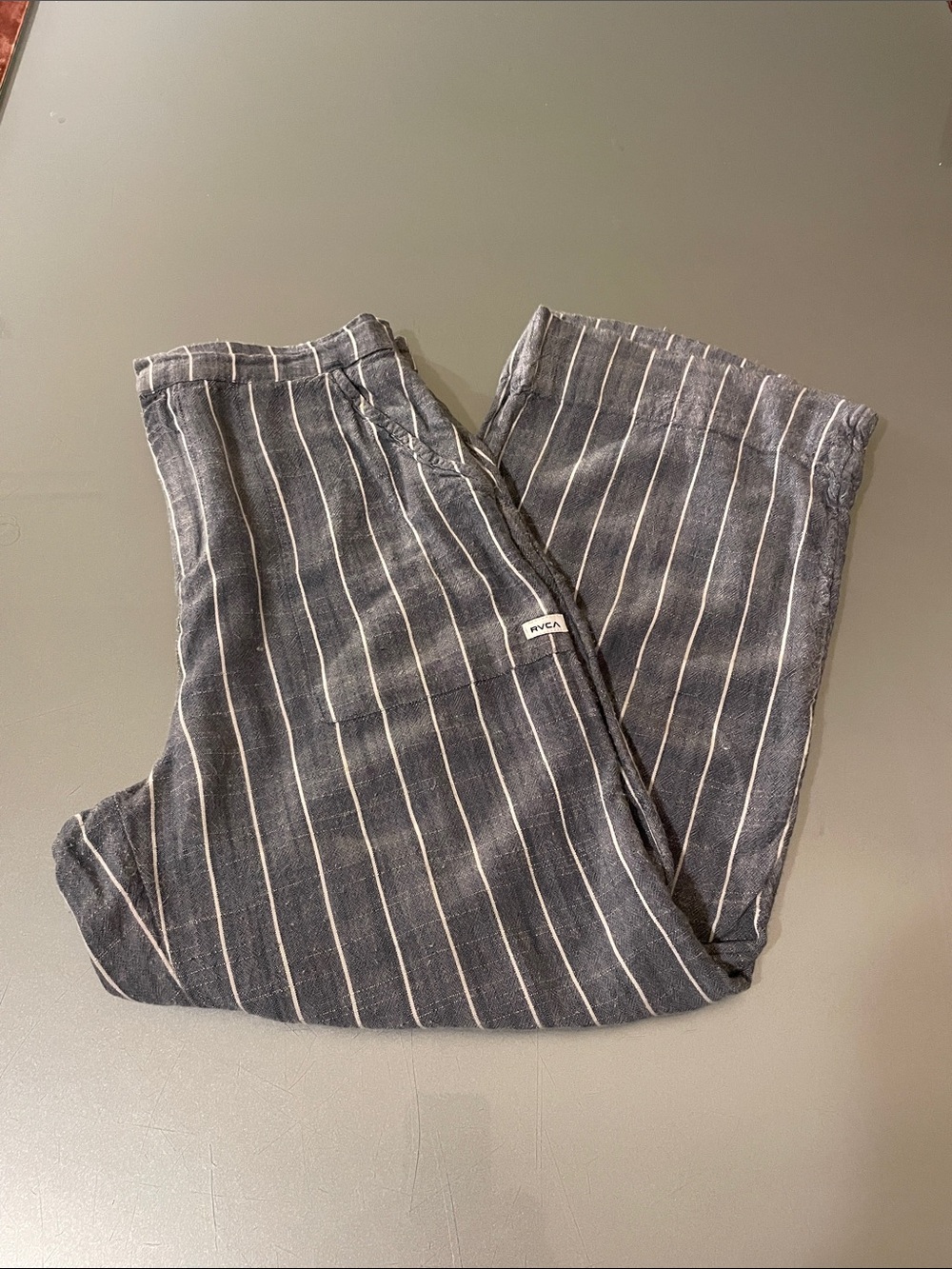 RVCA Gray and White Pinstripe Lounge Slacks